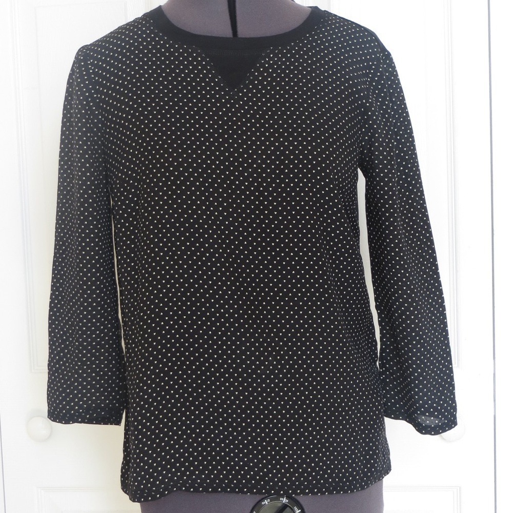 Madewell Black and White Heart Print Top, Size XS 🔴CLEARANCE🔴